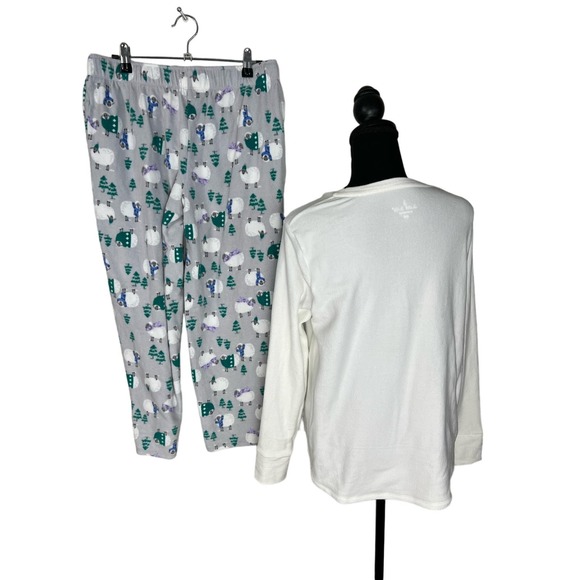 Cuddl Duds Petite Fleece with Stretch Pajama Set Ivry/WollySheep NWOT Size SP - Picture 3 of 4